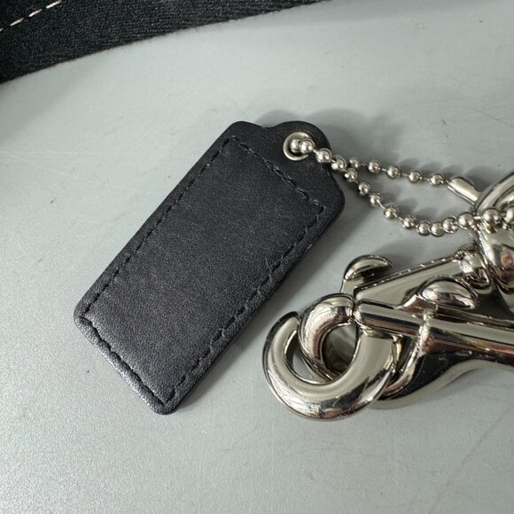 Coach Black Cotton with Black Patern Leather Adjustable Strap w/Fob - Picture 10 of 10
